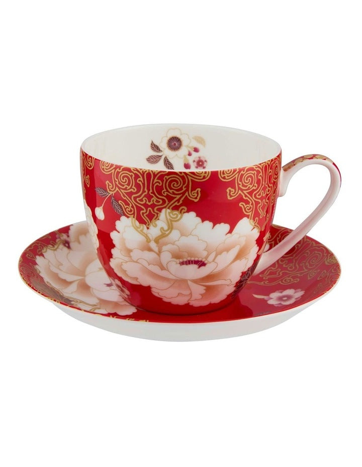 Kimono Breakfast Cup & Saucer 480ml in Red