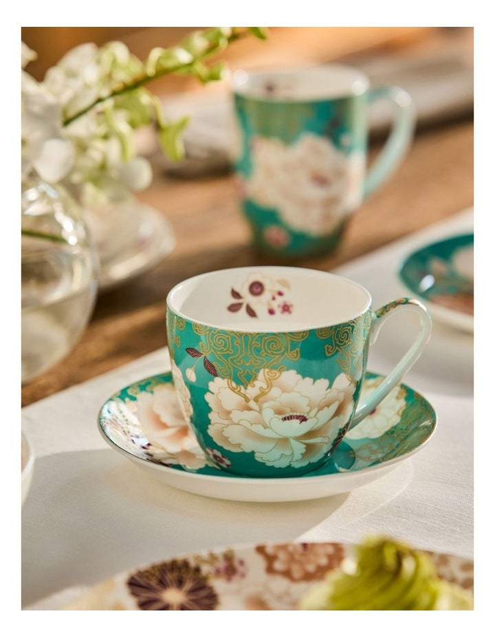 Kimono Breakfast Cup And Saucer 480ml in Teal