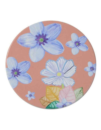 Poppy Love Ceramic Round Coaster 10cm in Peach
