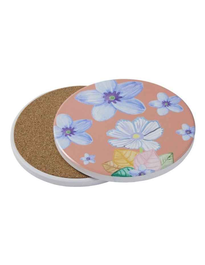 Poppy Love Ceramic Round Coaster 10cm in Peach