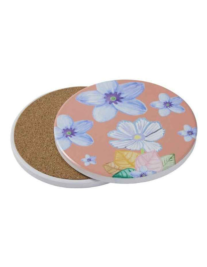 Poppy Love Ceramic Round Coaster 10cm in Peach
