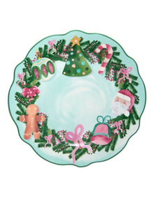 Tis The Season Scallop Rim Plate 20cm Gift Boxed in Green