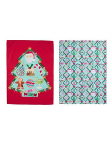 Tis The Season Tea Towel Set of 2 50x70cm in Multi