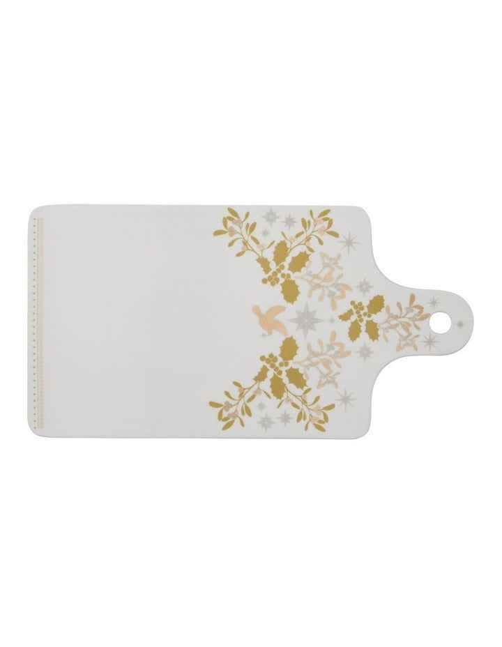 Christmas Cheese Paddle & Knife Set in White