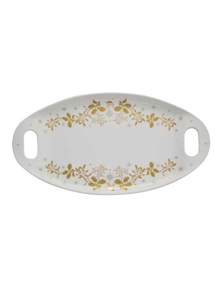 Christmas Handled Oval Platter 52.5x28cm in White
