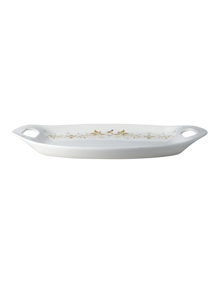 Christmas Handled Oval Platter 52.5x28cm in White