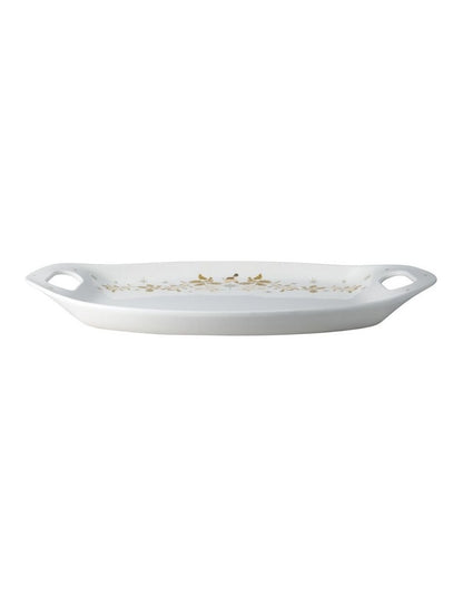 Christmas Handled Oval Platter 52.5x28cm in White