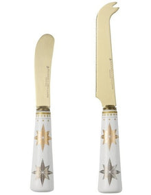 Christmas Spreader And Cheese Knife Set in White