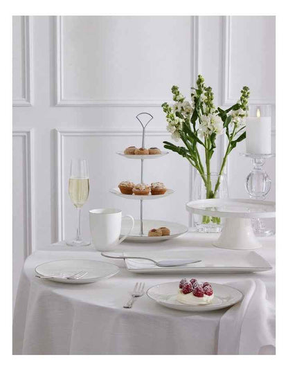 White Platinum Footed Cake Stand 30cm Gift Boxed in Silver