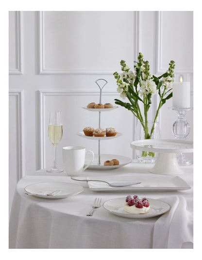 White Platinum Footed Cake Stand 30cm Gift Boxed in Silver