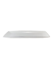 White Platinum Rectangular Platter 34x19cm Gift Boxed in Silver