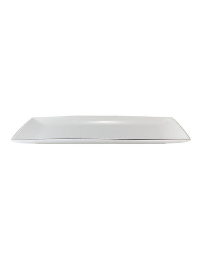 White Platinum Rectangular Platter 34x19cm Gift Boxed in Silver