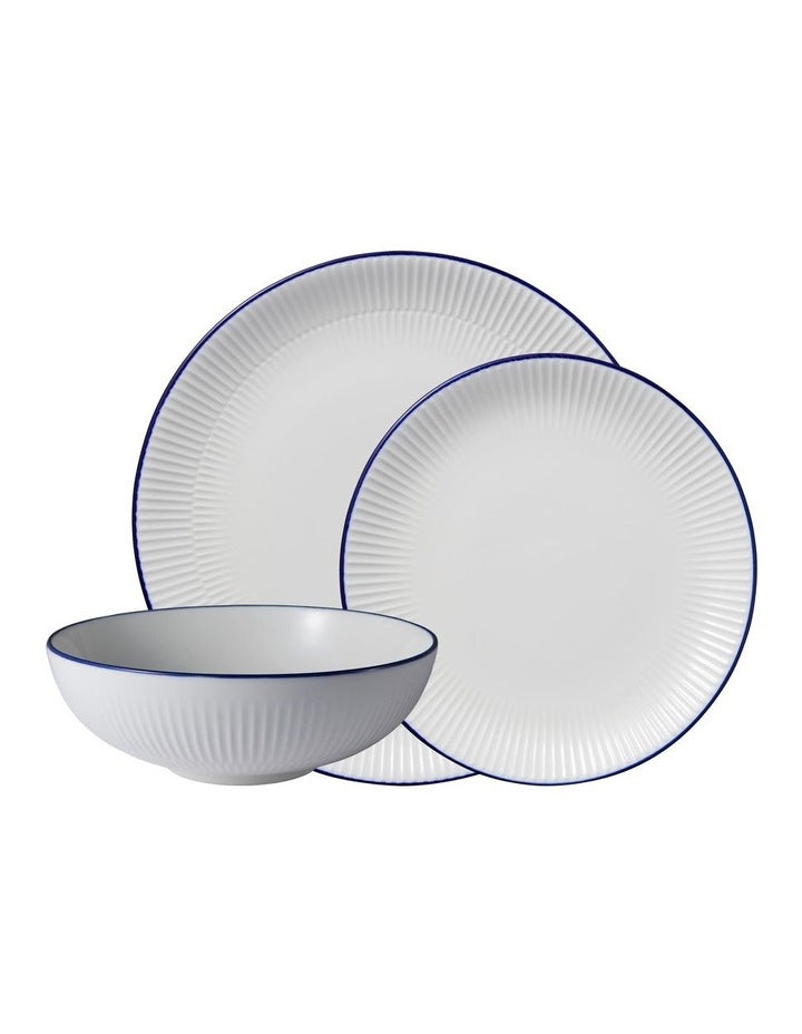 Cafe Blue Coupe 12 Piece Dinner Set Gift Boxed in White/Blue