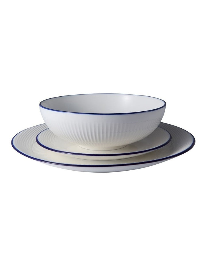 Cafe Blue Coupe 12 Piece Dinner Set Gift Boxed in White/Blue