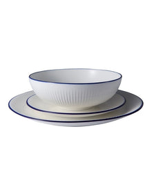 Cafe Blue Coupe 12 Piece Dinner Set Gift Boxed in White/Blue
