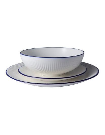 Cafe Blue Coupe 12 Piece Dinner Set Gift Boxed in White/Blue