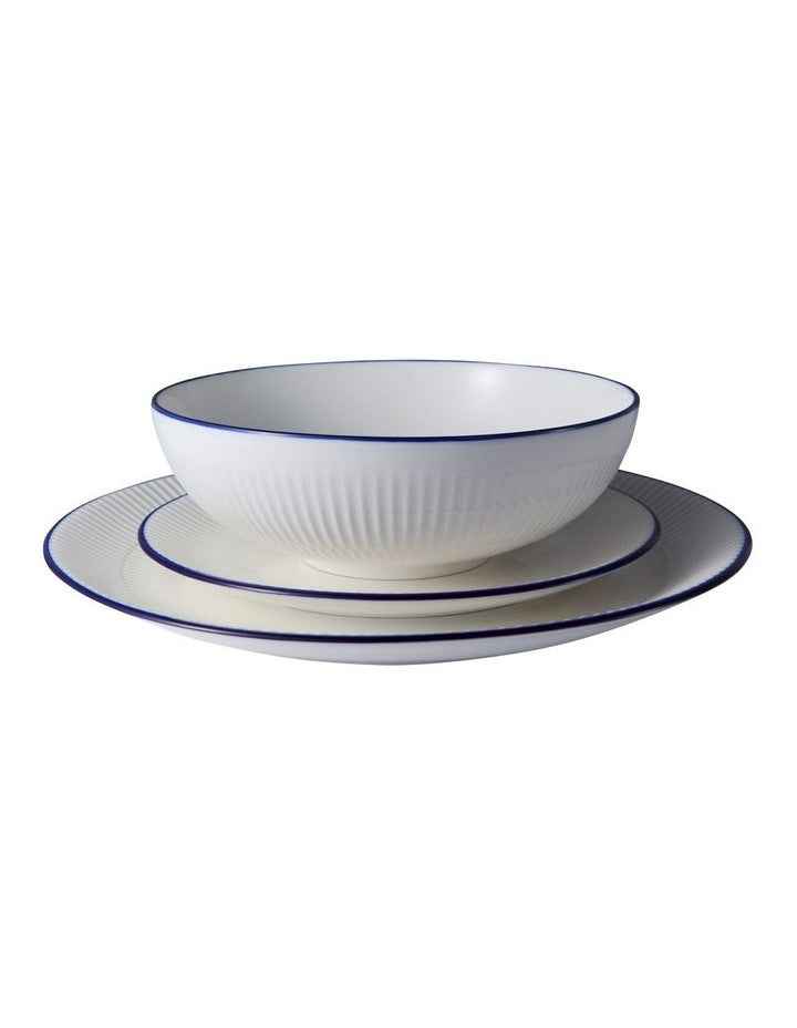 Cafe Blue Coupe 12 Piece Dinner Set Gift Boxed in White/Blue