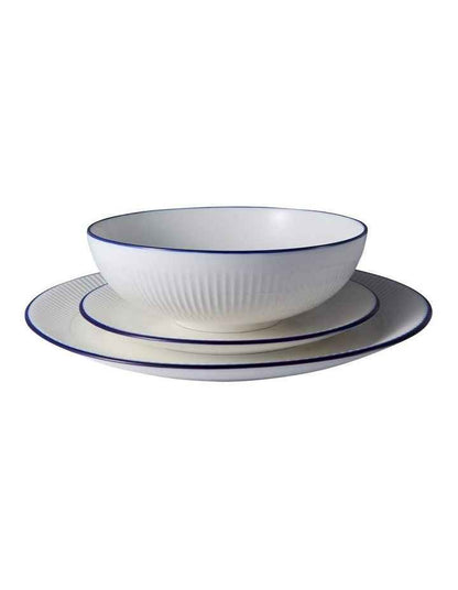 Cafe Blue Coupe 12 Piece Dinner Set Gift Boxed in White/Blue