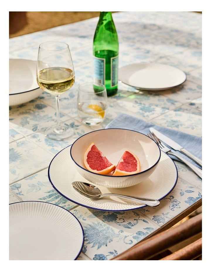 Cafe Blue Coupe 12 Piece Dinner Set Gift Boxed in White/Blue