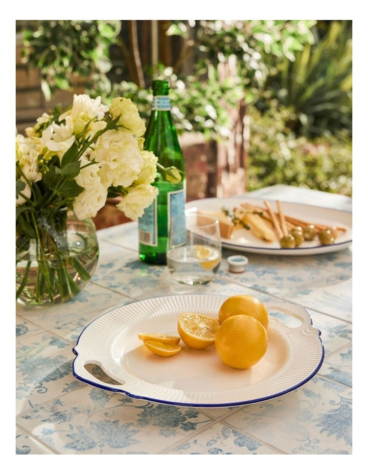 Handled Oval Platter 32x28cm in White