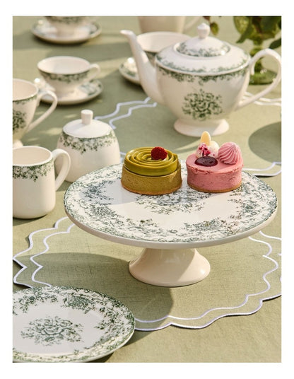 Rosetta Footed Cake Stand 28cm in Antique Blue