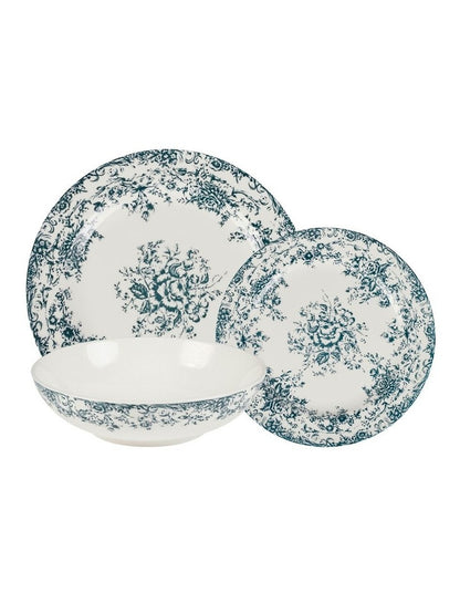 Rosetta Coupe Dinner Set 12 Piece Gift Boxed in Antique Blue