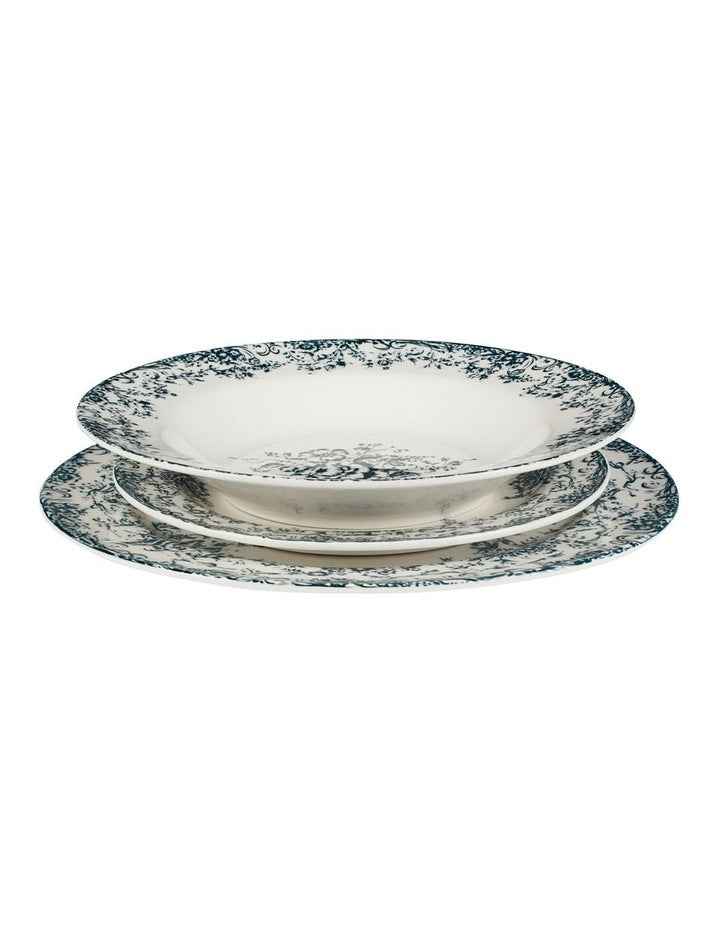 Rosetta Coupe Dinner Set 12 Piece Gift Boxed in Antique Blue