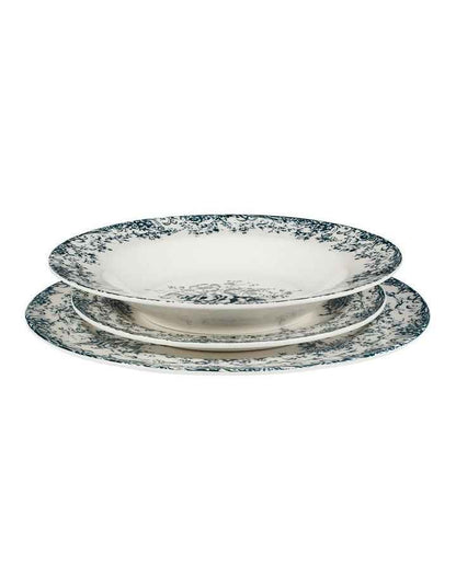 Rosetta Coupe Dinner Set 12 Piece Gift Boxed in Antique Blue