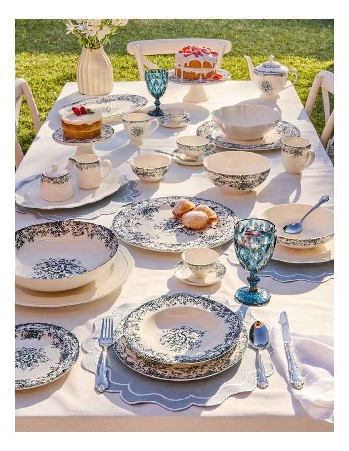 Rosetta Coupe Dinner Set 12 Piece Gift Boxed in Antique Blue