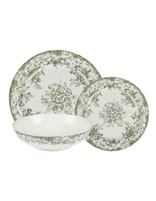 Rosetta Coupe Dinner Set 12 Piece in Antique Green