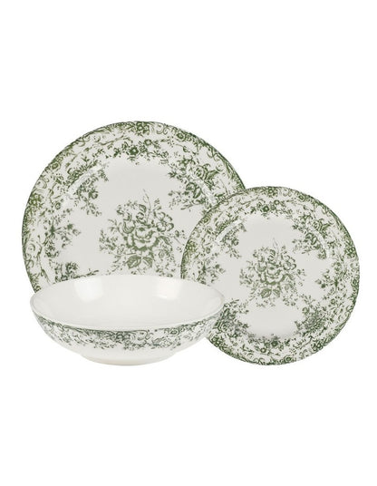 Rosetta Coupe Dinner Set 12 Piece in Antique Green