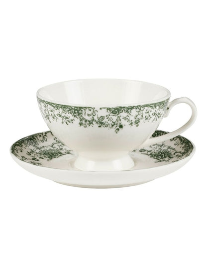Rosetta Cup And Saucer 200ml in Antique Green