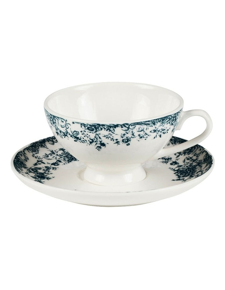 Rosetta Demi Cup And Saucer 90ml Set of 2 in Antique Blue