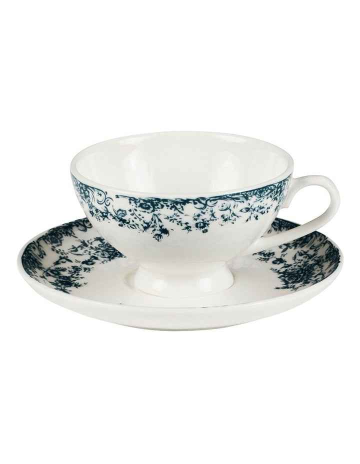 Rosetta Demi Cup And Saucer 90ml Set of 2 in Antique Blue