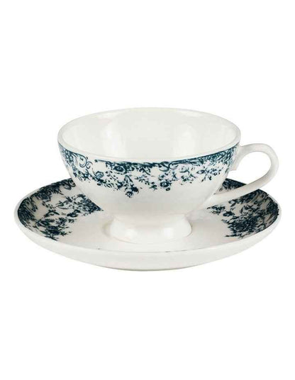 Rosetta Demi Cup And Saucer 90ml Set of 2 in Antique Blue