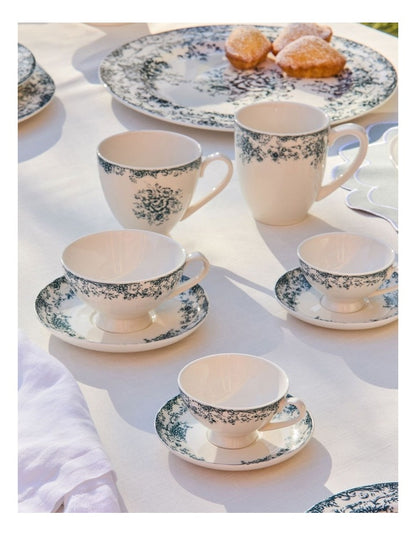 Rosetta Demi Cup And Saucer 90ml Set of 2 in Antique Blue