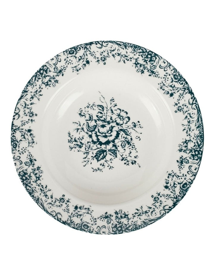 Rosetta Rim Soup Bowl 23x3.5cm in Antique Blue