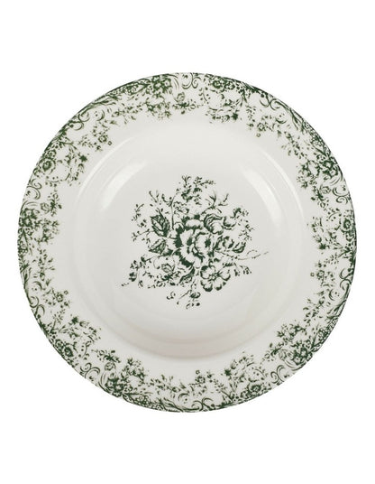 Rosetta Rim Soup Bowl 23x3.5cm in Antique Green