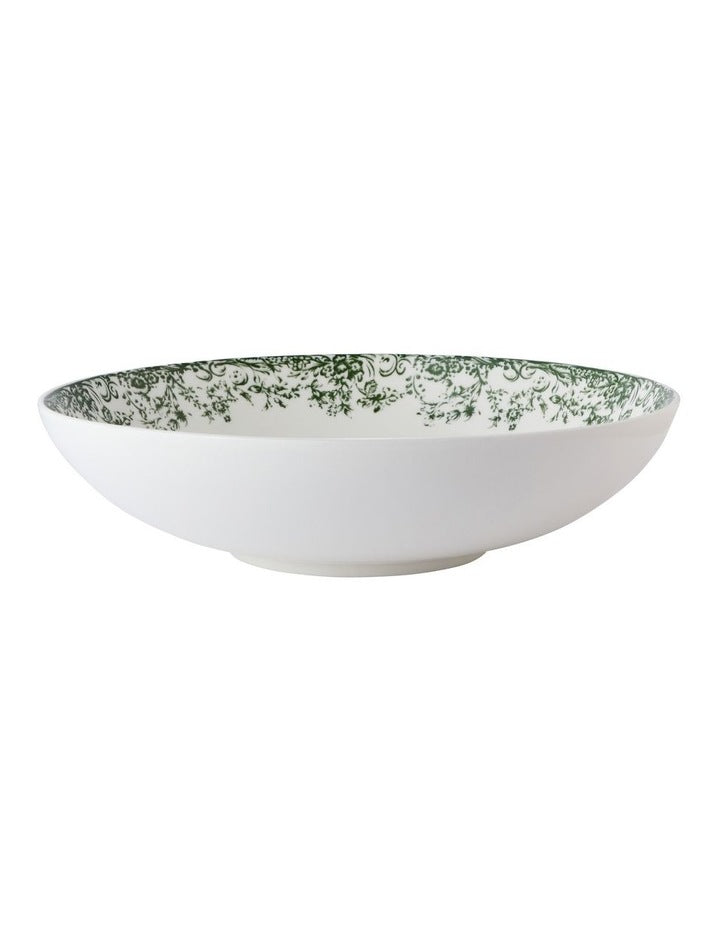 Rosetta Round Serving Bowl 28x7cm Gift Boxed in Antique Green