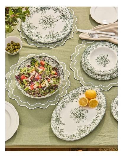 Rosetta Round Serving Bowl 28x7cm Gift Boxed in Antique Green
