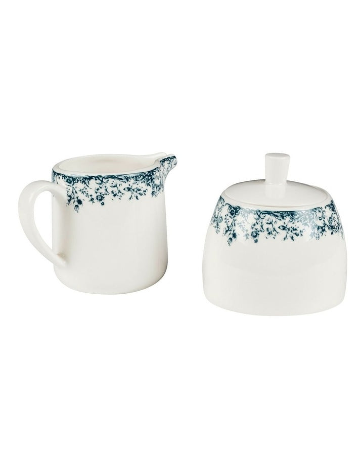 Rosetta Sugar & Creamer Set Gift Boxed in Antique Blue