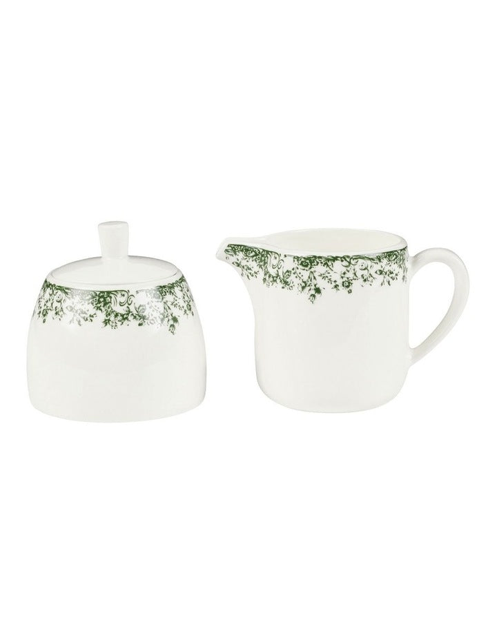 Rosetta Sugar & Creamer Set Gift Boxed in Antique Green