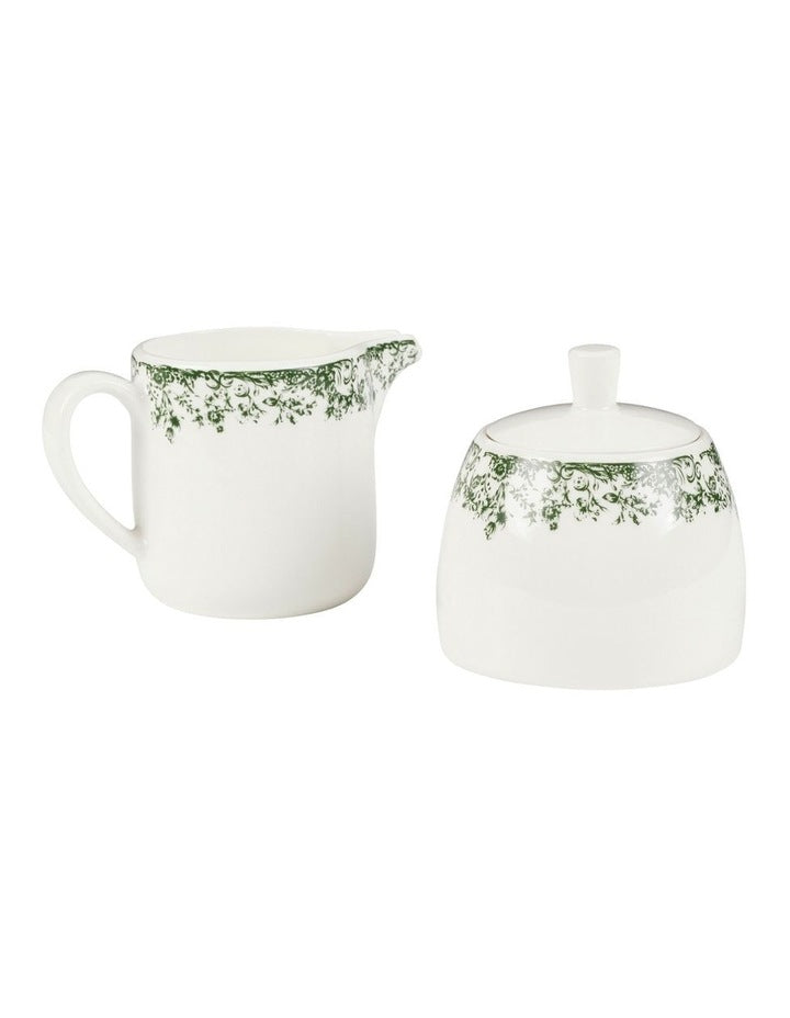 Rosetta Sugar & Creamer Set Gift Boxed in Antique Green