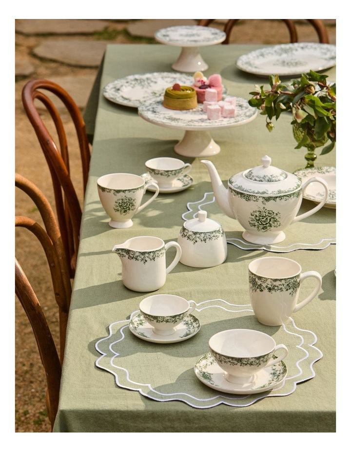 Rosetta Sugar & Creamer Set Gift Boxed in Antique Green