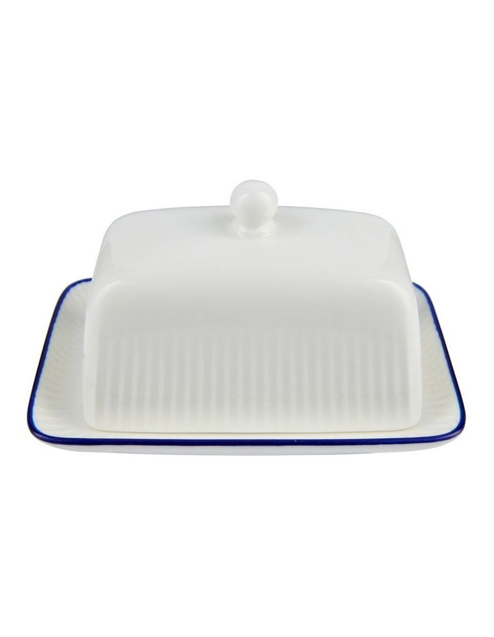 Cafe Blue Butter Dish 16cm Gift Boxed in White/Blue