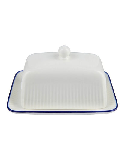 Cafe Blue Butter Dish 16cm Gift Boxed in White/Blue