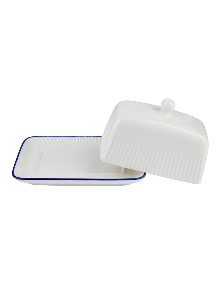 Cafe Blue Butter Dish 16cm Gift Boxed in White/Blue