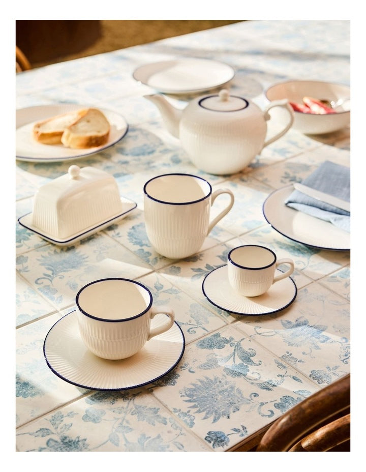 Cafe Blue Butter Dish 16cm Gift Boxed in White/Blue