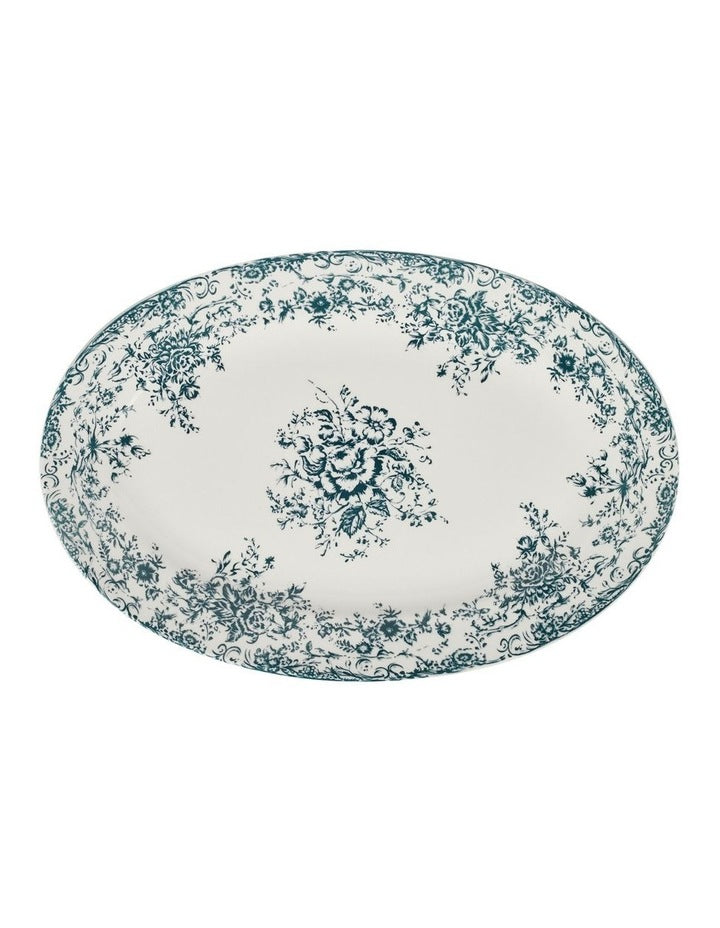 Rosetta Oval Platter 37x25cm Gift Boxed in Antique Blue