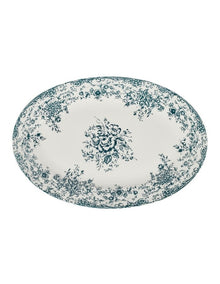 Rosetta Oval Platter 37x25cm Gift Boxed in Antique Blue